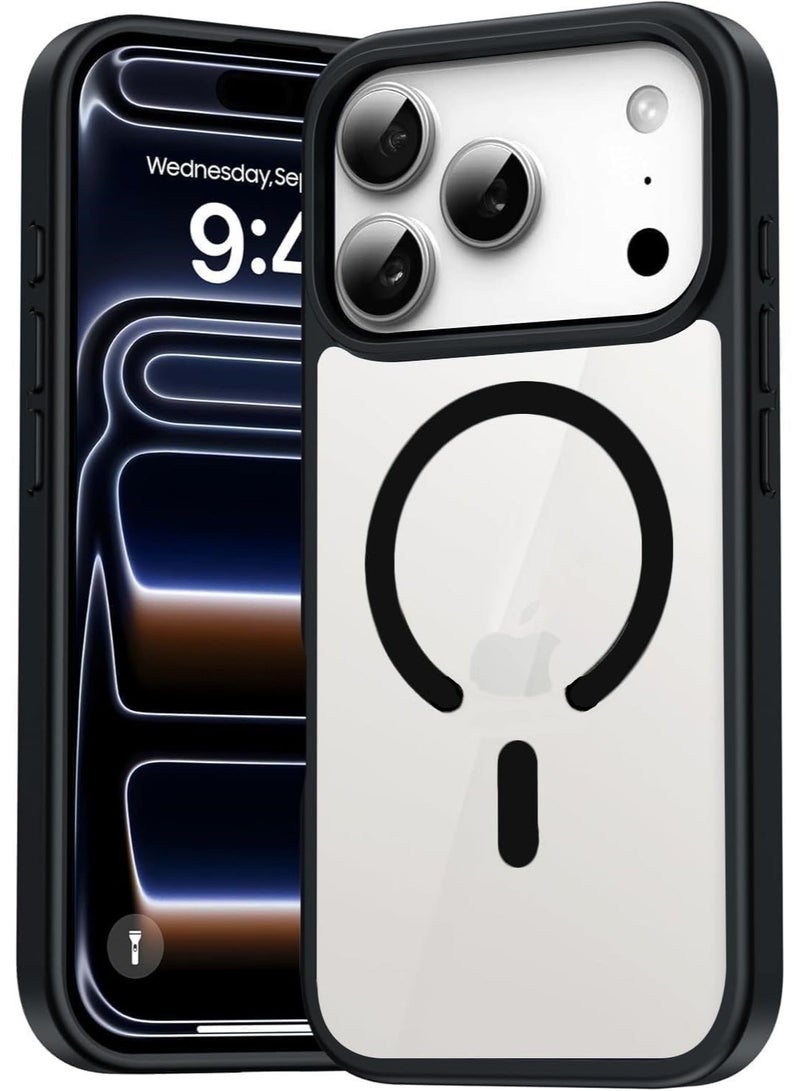 IPhone 17 Pro MagSafe Case Cover | Camera Protection | Hard Crystal Clear Back | Shockproof Bumper Case Cover for iPhone 17 Pro (Black)